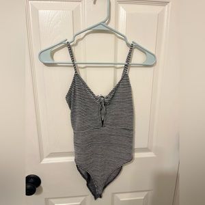 Black+white checkered bodysuit